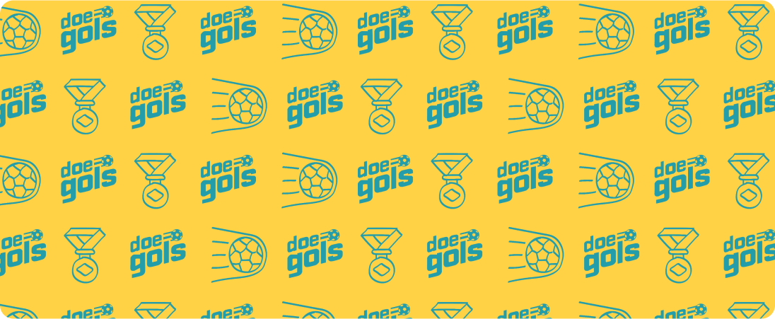 fundo amarelo escrito "doe gols" várias vezes por toda a imagem