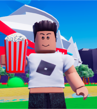 roblox segurando saco de pipoca